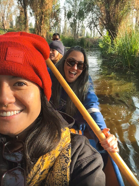 Amber and Jen on a canoe trip